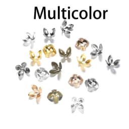 50pc/lot 15*8mm Gold Plated Metal Flower Bead Caps Findings Four Leaves Bulk End Bead Cap For Jewelry Making Supplies DIY