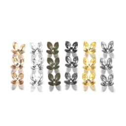 50pc/lot 15*8mm Gold Plated Metal Flower Bead Caps Findings Four Leaves Bulk End Bead Cap For Jewelry Making Supplies DIY