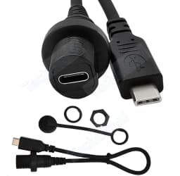 IP67 Water Proof Type-c Cable USB C Male to Female Panel Mount Connector Extension Cord 30cm USB-C Waterproof Cable