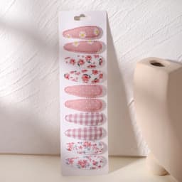 10Pcs/set Embroidery FlowerBow Hair Clips Geometric Sweet HairPins for Children Girls cottton Hair Accessories