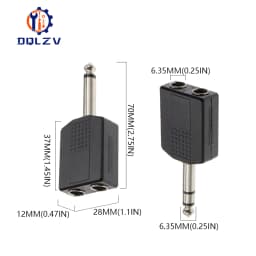 Stereo Mono 1/4" Y Splitter Audio Adapter Splitter 6.35 Male Jack to 2 Female 6.35