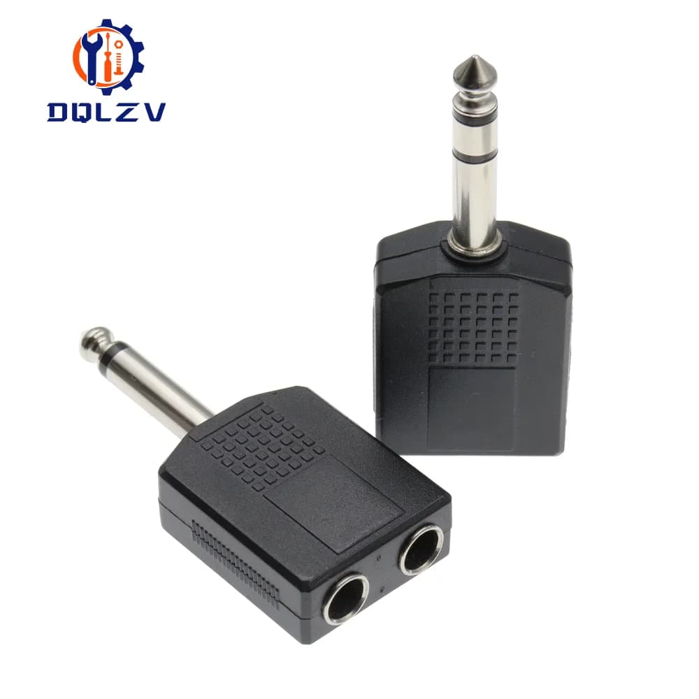 Stereo Mono 1/4" Y Splitter Audio Adapter Splitter 6.35 Male Jack to 2 Female 6.35