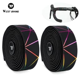 WEST BIKING Soft Bicycle Handlebar Tape EVA PU Bike Bar Tape Professional Cycling Damping Anti-Vibration Wrap With 2 Bar Plugs