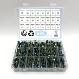 625Pcs 24Values Aluminum Electrolytic Capacitor Kit 10V-100V 1F-1000uF Capacitors Box Assortment Kit