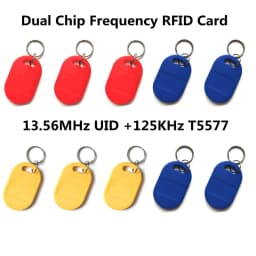 10pcs IC+ID UID Rewritable Composite Key Tags Keyfob Dual Chip Frequency RFID 125KHZ T5577 EM4305+13.56MHZ Changeable Writable