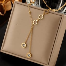 DIEYURO 316L Stainless Steel Roman Necklace For Women Luxury Designer Fashion Zircon Long Pendant Necklaces Girls Jewelry Gift