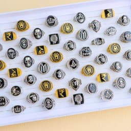 Wholesale 20Pcs/lot Vintage Black Square Ring For Women Men Mix Style Retro Punk Hip Hop Rock Party Jewelry