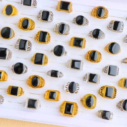 Wholesale 20Pcs/lot Vintage Black Square Ring For Women Men Mix Style Retro Punk Hip Hop Rock Party Jewelry