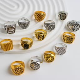 Wholesale 20Pcs/lot Vintage Black Square Ring For Women Men Mix Style Retro Punk Hip Hop Rock Party Jewelry