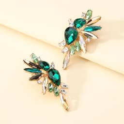 Vintage Sparkly Crystal Big Stud Earrings For Women 2023 Trendy Luxury Design Charm Piercing Wedding Party Statement Jewelry