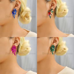 Vintage Sparkly Crystal Big Stud Earrings For Women 2023 Trendy Luxury Design Charm Piercing Wedding Party Statement Jewelry