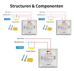 UBARO EU/UK Standard Crystal Tempered Glass Wall Panel Light Touch Switch Led Indicator Sensor Electrical Button 1/2/3Gang 220V