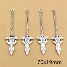 10pcs/lot Antique Silver Plated Sword Blade Charms Pedants DIY Jewelry Making Accessories for Necklace Craft Findings