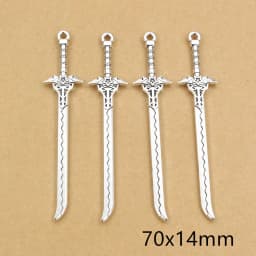 10pcs/lot Antique Silver Plated Sword Blade Charms Pedants DIY Jewelry Making Accessories for Necklace Craft Findings