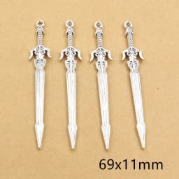 10pcs/lot Antique Silver Plated Sword Blade Charms Pedants DIY Jewelry Making Accessories for Necklace Craft Findings