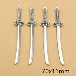 10pcs/lot Antique Silver Plated Sword Blade Charms Pedants DIY Jewelry Making Accessories for Necklace Craft Findings