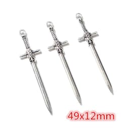 10pcs/lot Antique Silver Plated Sword Blade Charms Pedants DIY Jewelry Making Accessories for Necklace Craft Findings