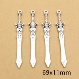 10pcs/lot Antique Silver Plated Sword Blade Charms Pedants DIY Jewelry Making Accessories for Necklace Craft Findings