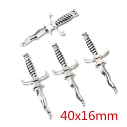 10pcs/lot Antique Silver Plated Sword Blade Charms Pedants DIY Jewelry Making Accessories for Necklace Craft Findings