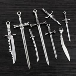 10pcs/lot Antique Silver Plated Sword Blade Charms Pedants DIY Jewelry Making Accessories for Necklace Craft Findings