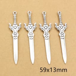 10pcs/lot Antique Silver Plated Sword Blade Charms Pedants DIY Jewelry Making Accessories for Necklace Craft Findings
