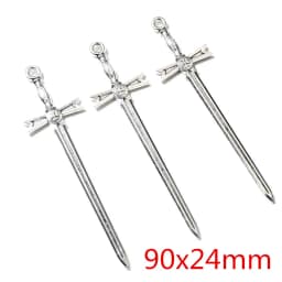 10pcs/lot Antique Silver Plated Sword Blade Charms Pedants DIY Jewelry Making Accessories for Necklace Craft Findings