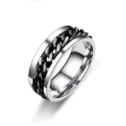 Cool Anti Stress Rotate Freely Chain Rings For Men Stainless Steel Anti Anxiety Relaxing Ring Fidget Metal Spinner Anillo Hombre