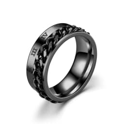 Cool Anti Stress Rotate Freely Chain Rings For Men Stainless Steel Anti Anxiety Relaxing Ring Fidget Metal Spinner Anillo Hombre