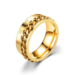 Cool Anti Stress Rotate Freely Chain Rings For Men Stainless Steel Anti Anxiety Relaxing Ring Fidget Metal Spinner Anillo Hombre