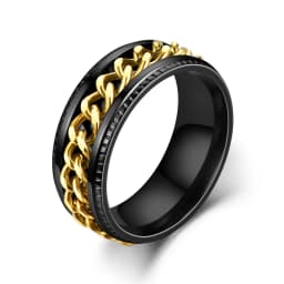 Cool Anti Stress Rotate Freely Chain Rings For Men Stainless Steel Anti Anxiety Relaxing Ring Fidget Metal Spinner Anillo Hombre