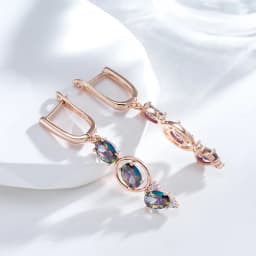 Kinel New 585 Rose Gold Color Women Drop Earrings Unusual Colourful Natural Zircon Fashion Long Earrings Daily Vintage Jewelry