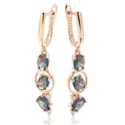 Kinel New 585 Rose Gold Color Women Drop Earrings Unusual Colourful Natural Zircon Fashion Long Earrings Daily Vintage Jewelry