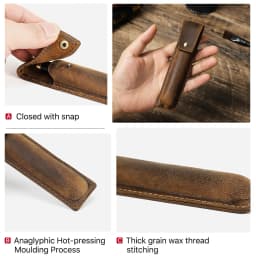 Handmade Cowhide Pen Holder For 1 2 3 Pens Crazy Horse Leather Pencil Case Pouch Storage Bag Stationery School Office Supplies