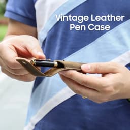 Handmade Cowhide Pen Holder For 1 2 3 Pens Crazy Horse Leather Pencil Case Pouch Storage Bag Stationery School Office Supplies