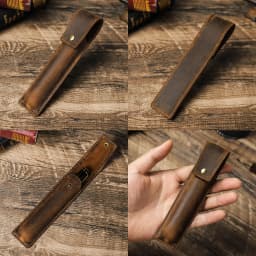 Handmade Cowhide Pen Holder For 1 2 3 Pens Crazy Horse Leather Pencil Case Pouch Storage Bag Stationery School Office Supplies