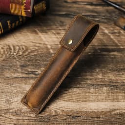 Handmade Cowhide Pen Holder For 1 2 3 Pens Crazy Horse Leather Pencil Case Pouch Storage Bag Stationery School Office Supplies