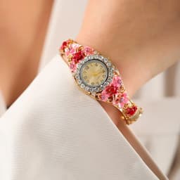 Women's Watches Stainless Steel Rhinestone Quartz Watch Women Fashion Flower Vintage Bangle Elegant Wristwatch Zegarek Damski