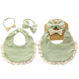 3Pcs/Set Solid Muslin Cotton Bamboo Baby Bib Tassel Lace Boy Girl Feeding Drool Saliva Towel Burp Cloth Adjustable Infant Scarf