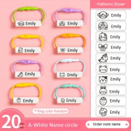Customized Name Ring Pendant For Kids Baby Shoes Schoolbag Cup Clothes Name Stickers Waterproof Hang Tag Rope Name Circle Label
