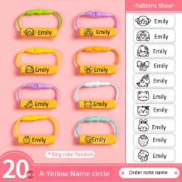 Customized Name Ring Pendant For Kids Baby Shoes Schoolbag Cup Clothes Name Stickers Waterproof Hang Tag Rope Name Circle Label