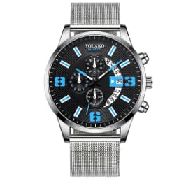 2023 Watches Mens Fashion Calendar Watch Men Business Stainless Steel Mesh Belt Quartz Wrist Watch Male Clock relogio masculino