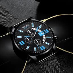 2023 Watches Mens Fashion Calendar Watch Men Business Stainless Steel Mesh Belt Quartz Wrist Watch Male Clock relogio masculino