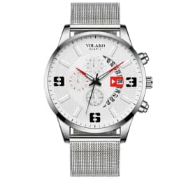 2023 Watches Mens Fashion Calendar Watch Men Business Stainless Steel Mesh Belt Quartz Wrist Watch Male Clock relogio masculino