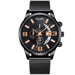 2023 Watches Mens Fashion Calendar Watch Men Business Stainless Steel Mesh Belt Quartz Wrist Watch Male Clock relogio masculino