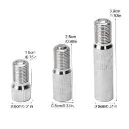 1Pair 19mm 25mm 39mm Screw-on Valve Cap Stem Extension Wheel Tire Cap Extender Adapter for Auto Car Truck Chrome Plated Brass