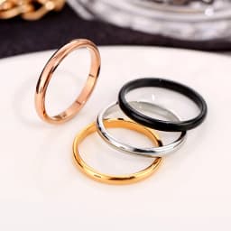 2MM Thin Rose Gold Anti-Allergy Smooth Simple Stainless Steel Wedding Rings for Women Charm Jewelry Valentine's Day Present