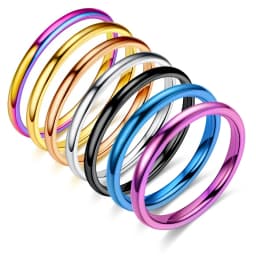 2MM Thin Rose Gold Anti-Allergy Smooth Simple Stainless Steel Wedding Rings for Women Charm Jewelry Valentine's Day Present