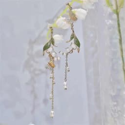 New Elegant Metal Flower Cute Cat Dangle Earrings For Women Korean Asymmetrical Zircon Long Tassel Earring Party Jewelry
