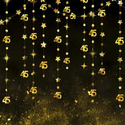 Gold 45th 40th 50th Happy Birthday Paper Banner Decoration Hanging Birthday Number Circle Twinkle Star Garland Streamer Backdrop