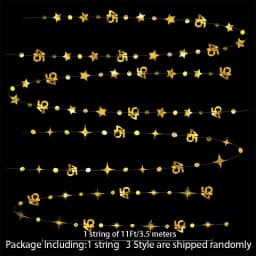 Gold 45th 40th 50th Happy Birthday Paper Banner Decoration Hanging Birthday Number Circle Twinkle Star Garland Streamer Backdrop